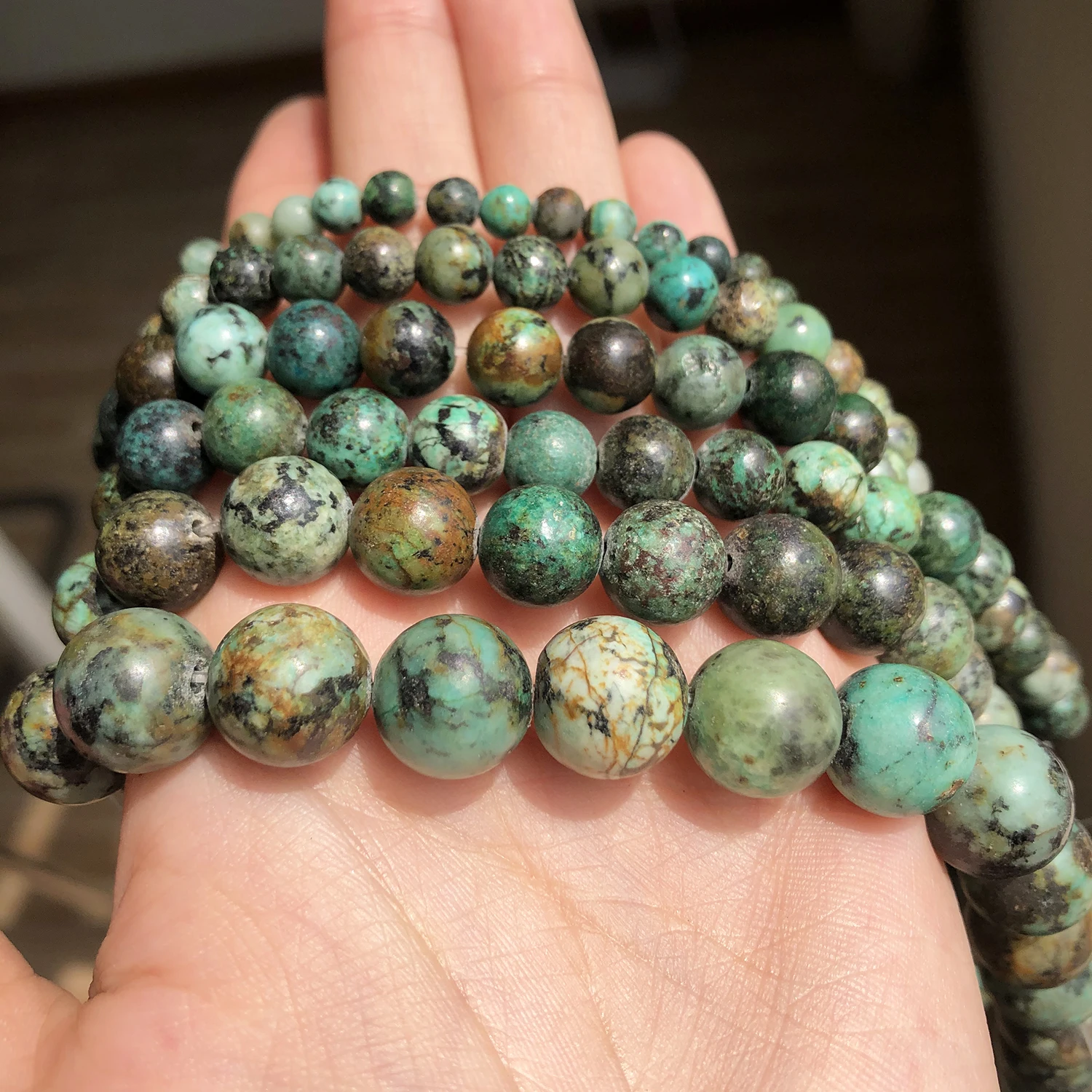 Natural Stone African Turquoises Round Loose Beads 15\'\' 2 3 4 6 8 10 12mm For Jewelry Making DIY Bracelet Necklace Accessories