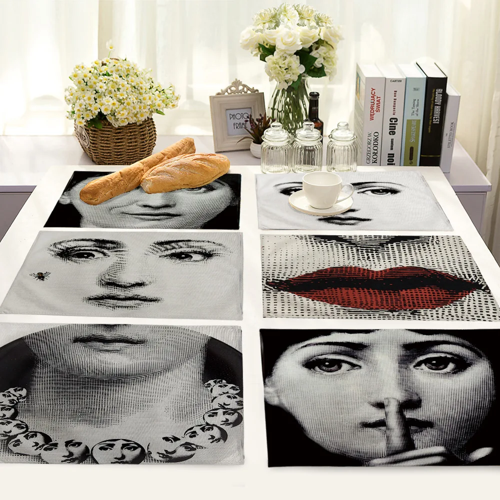 Tema E Variazioni Lady Face Table Mat Desk Decorative Pad Nordic Home Tablecloth Tableware Placemat for Dinner Table Plate Mat