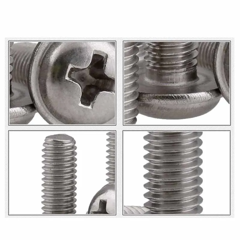 304สแตนเลสสตีลรอบหัวเครื่องซักผ้า Phillips สกรู/Truss Head Cross สกรู M2 M2.5 M3 M4 m5 M6