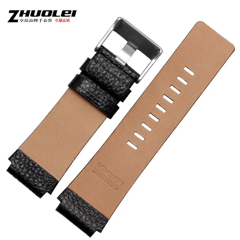 30mm 28mm Black New High quality Watch Band Mens strap For DZ1089 DZ1123 DZ1132 Substitute Convex mouth strap 30*22mm black