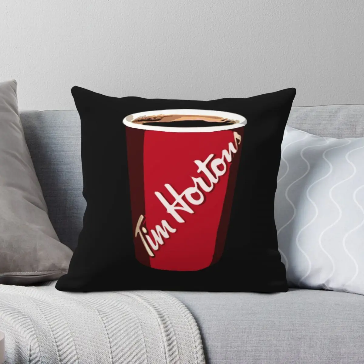 

Tim Horton's Cup Square Pillowcase Polyester Linen Velvet Creative Zip Decor Pillow Case Car Cushion Cover 45x45