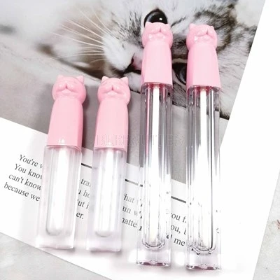 Empty Lip Gloss Tube Clear Bottle Pink Cap Lip Balm Tube Lipstick Refillable Bottle Plastic Lip Gloss Container 100pcs/Lot