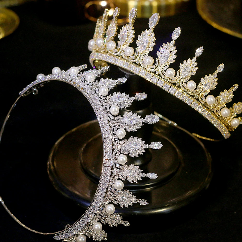 Brillante princesa simple tiara corona cristal perla accesorios para el cabello de la boda de plata banda para el cabello sombre