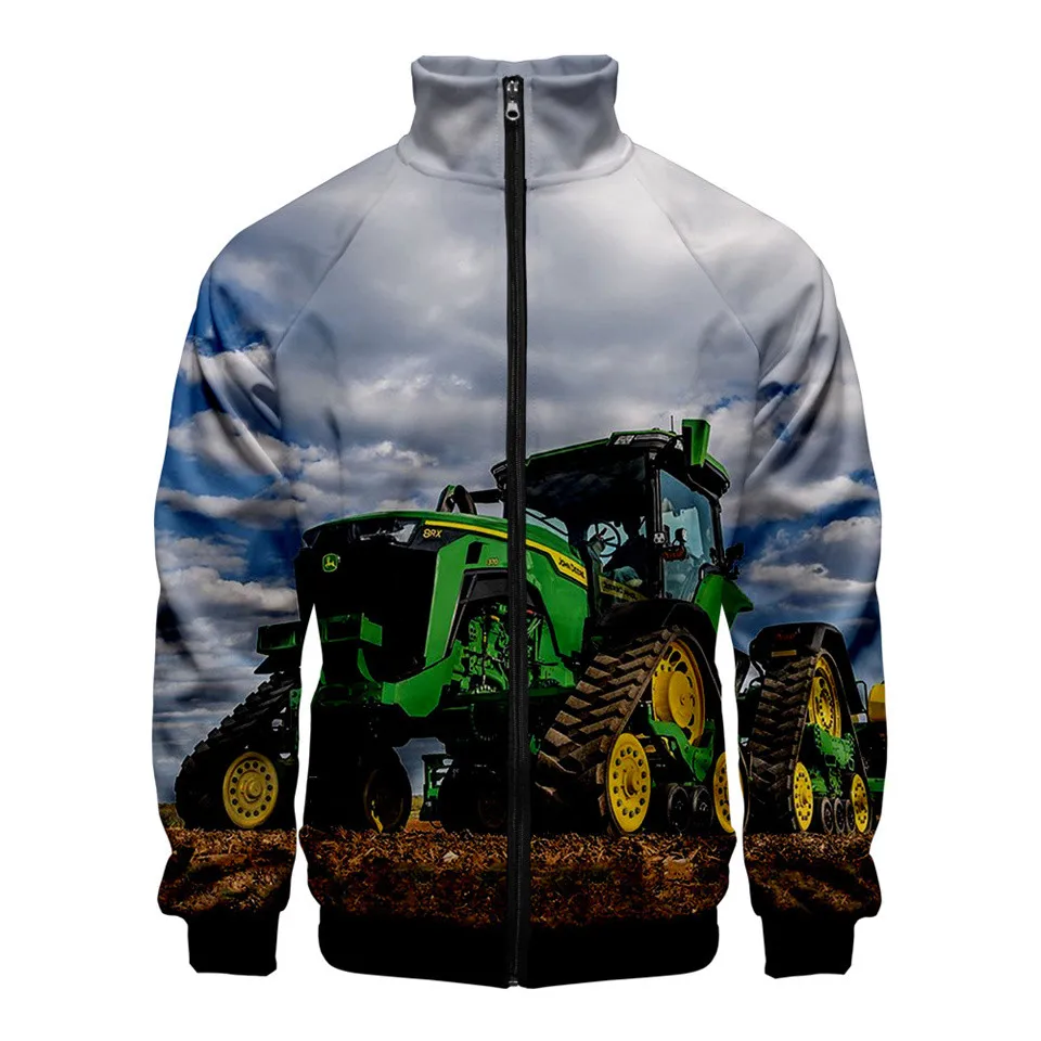 New Tractor Pattern 3D Jacket Men Women Harajuku Hip Hop New Style Hoodies Casual Stand Collar Zipper Sweatshirt