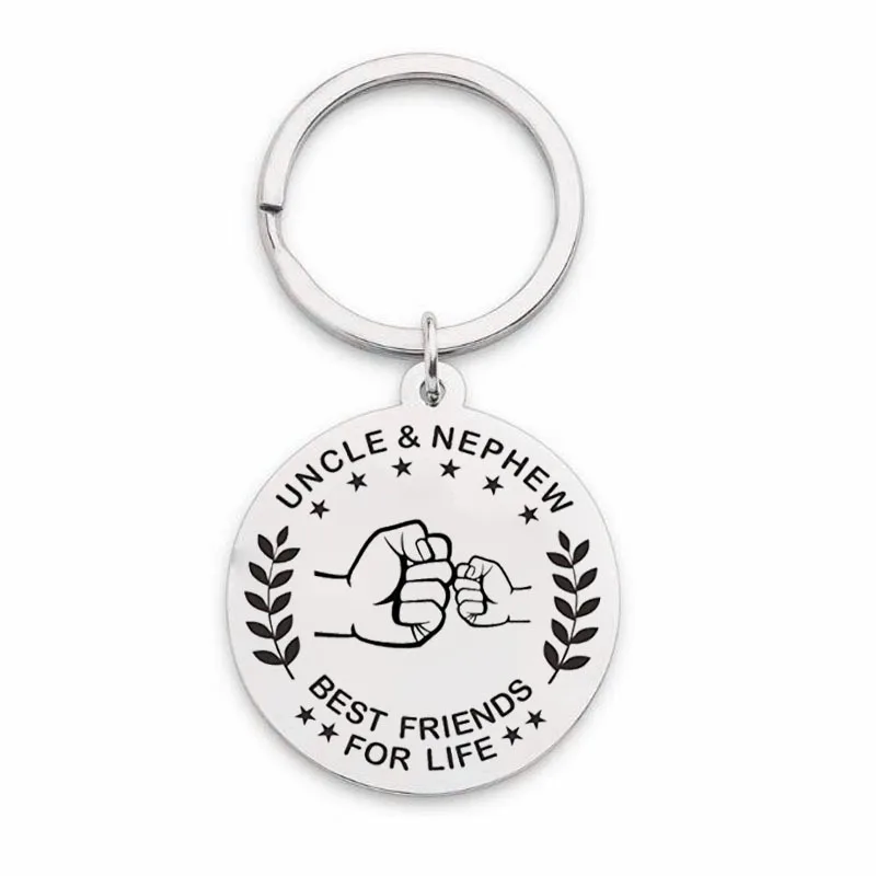 Stainless Steel UNCLE NIECE NEPHEW  BEST FRIENDS FOR LIFE Gifts Keychain