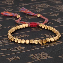 Pulseras budistas tibetanas hechas a mano, cuentas de cobre trenzadas, pulsera de cuerda de la suerte, brazaletes para mujeres y hombres, envío directo