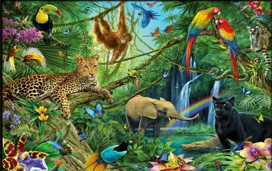 

Jungle animals The wooden puzzle 500 pieces ersion jigsaw puzzle white card adult children's educational toys