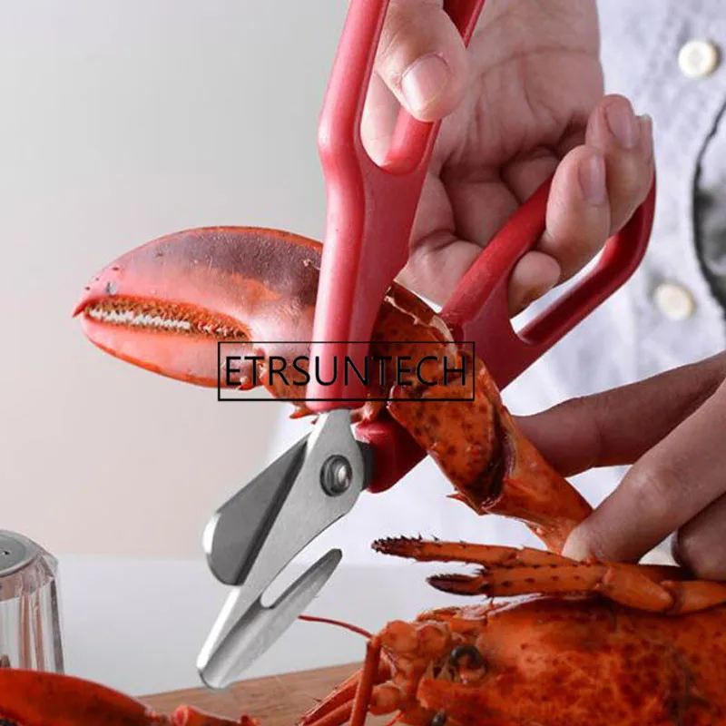 

100pcs Stainless Steel Scissors New Lobster Fish Shrimp Crab Seafood Scissors Shears Snip Shells Kitchen Tool