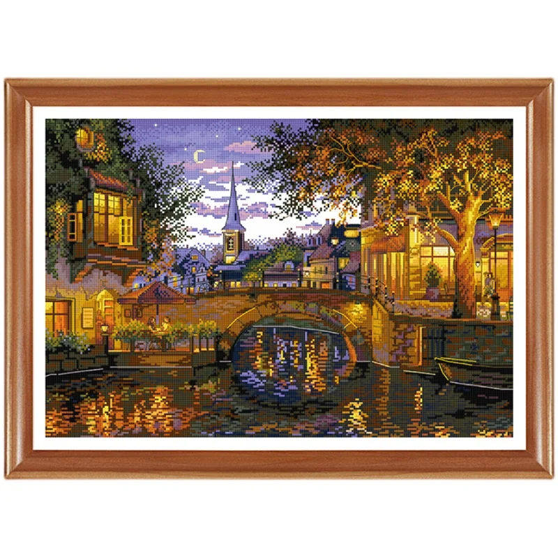 

DIY Stamped Printed Cross Stitch Kit,Sets For Embroidery Cross-Stitching Cotton Twilight City