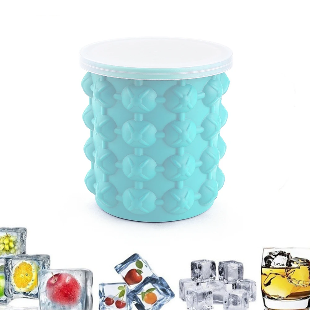 

Silicone Ice cream Bucket Mold with Lid Space Saving Cube Maker Tools for Kitchen Party Barware