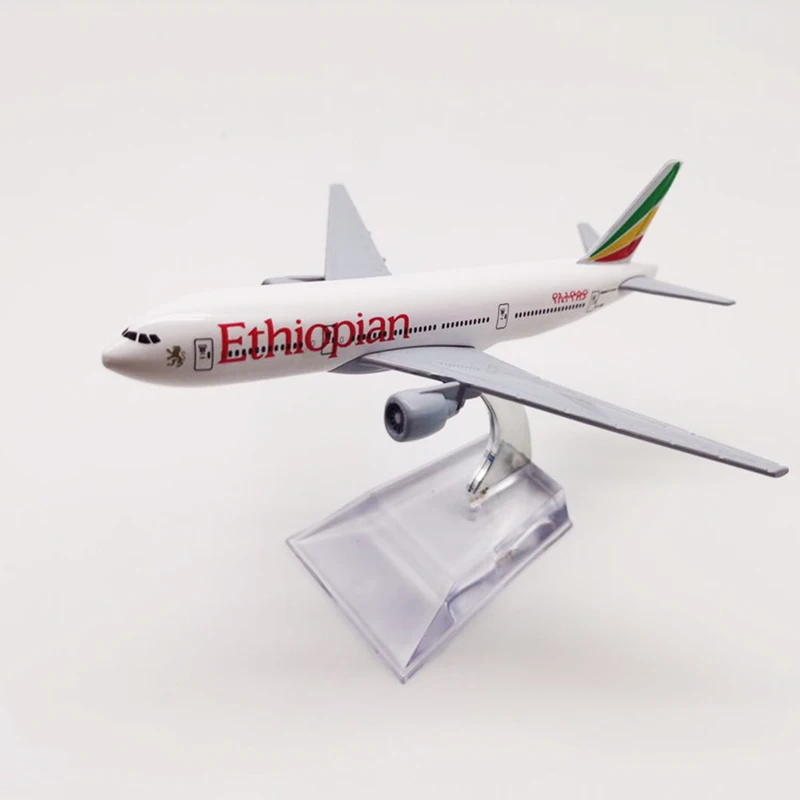 16CM Ethiopia Airways B777 Airlines Airplane Model with Base Alloy Aircraft Plane For Collectible Souvenir Show Gift Toy