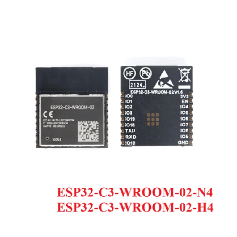 100pcs ESP32-C3-WROOM-02 ESP32 ESP32-C3 WROOM 02 N4 H4 2.4GHz BLE 5.0 WiFi+Bluetooth-compatible Wireless Module