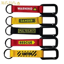 1 PC Carabiner Keyring Danger Warning Keychain Fashion Trinket Pull To Eject Present Pilot Llavero Aviation Gift Sleutelhanger