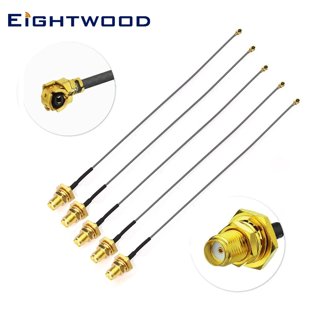 

Eightwood 5 pcs RF Coaxial Cable IPX/U.FL to SMA Bulkhead O-ring Pigtail 1.13mm Cable 15cm for Fritzbox7490 7360 7362 7390 7270