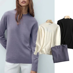 Maxducti pullover top 2024England Style Office Lady maglioni invernali moda donna Solid Simple Alpaca Wool maglioni caldi donna