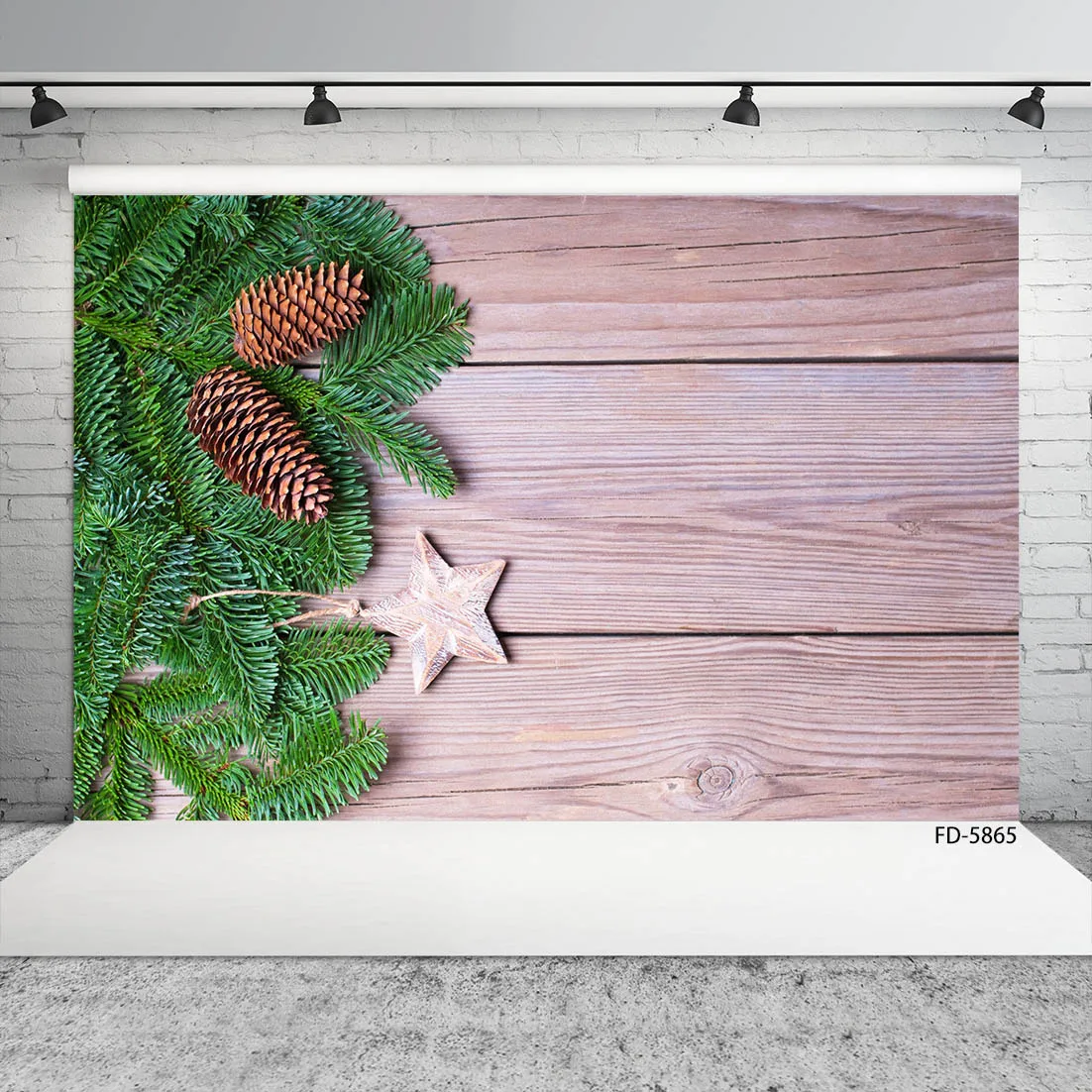 Pine Cone Star Wooden Plank Christmas Photography Background Custom Backdrop for Children Baby Pets Toy Photocall Fond Photo