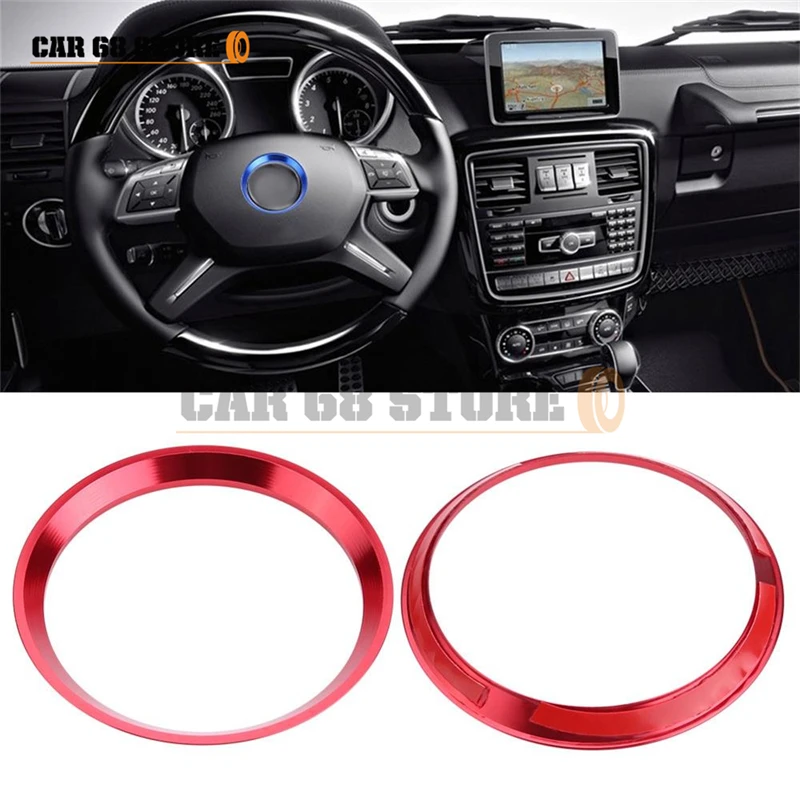 Car Steering Wheel Ring Cover Trim Aluminum Alloy Auto Interior Part  for Mercedes Benz CLA GLK A Class W204 W246 W176 W117 Red