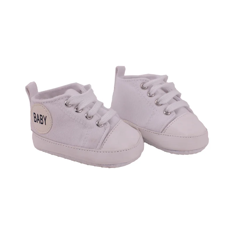 8/9 Cm Lengte Pop Baby Schoenen Wit Canvas Lace-Up Schoenen Pasgeboren Baby Jongens Meisjes Wandelaars Schoenen Zachte Bodem, voor Kinderen Beste Cadeaus