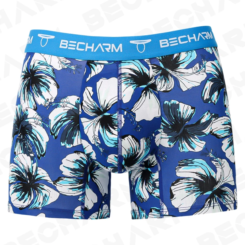 Becharm Men's Boxers Shorts Printing Panties Set of Men Underpants Boxer Man Pure Cotton Breathable Large Size Male Briefs Sexy