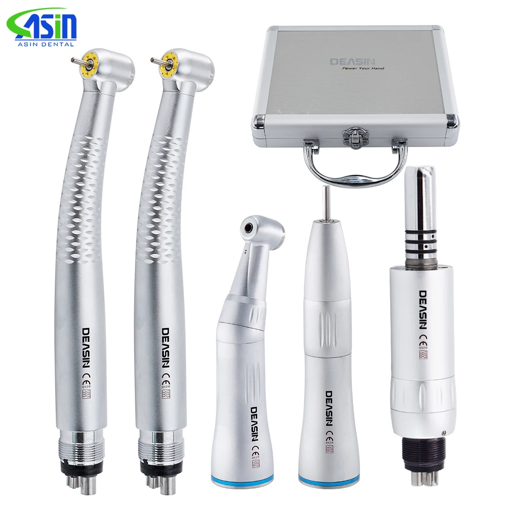 Dental W*H dentist student handpiece kits 5 LED lamp light High Speed Handpiece and inner water channel low speed sets 2/4 Holes