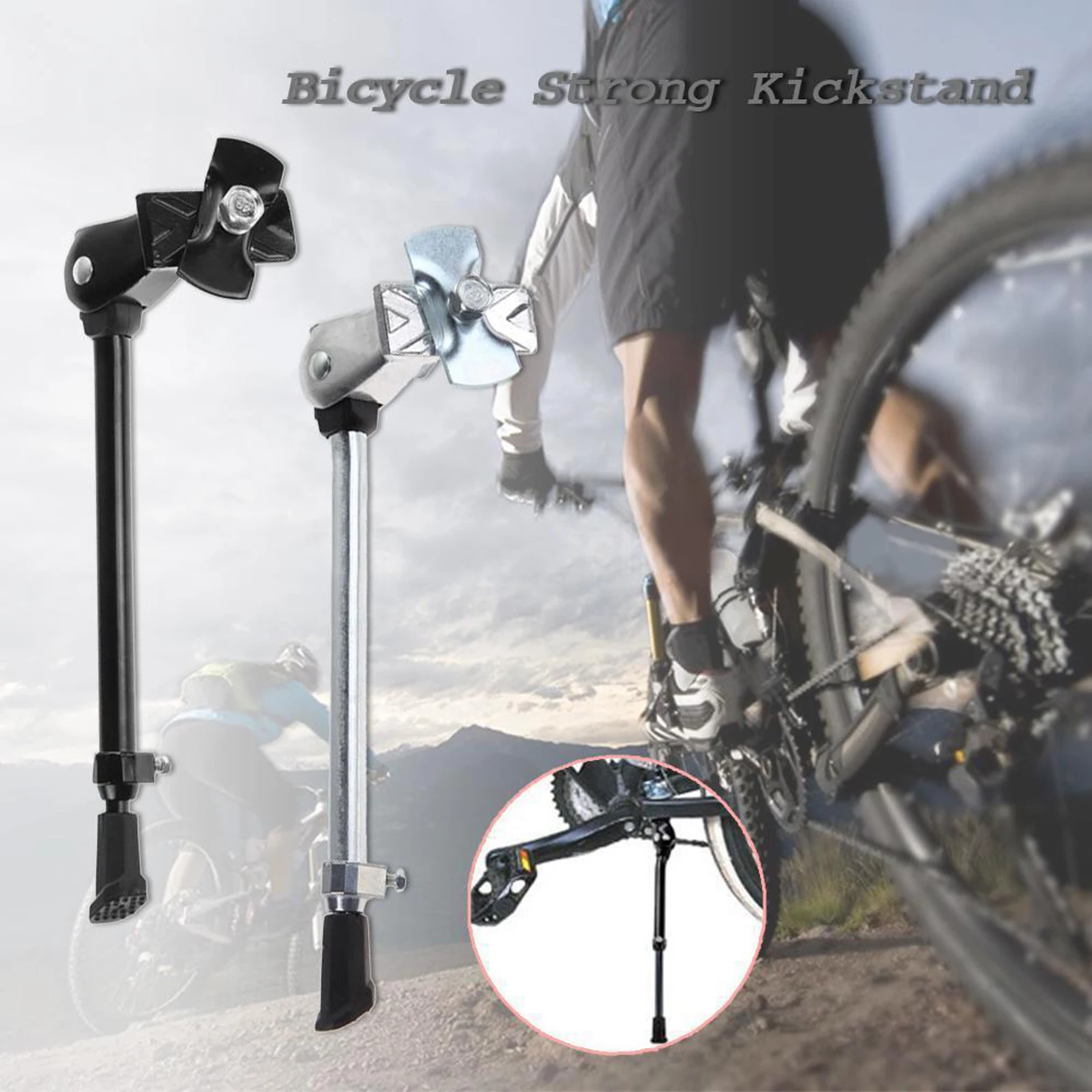 MTB Bike Kickstand lega stabile supporto laterale posteriore supporto Prop facile da installare gamba singola per parcheggio bici da 24-27 pollici