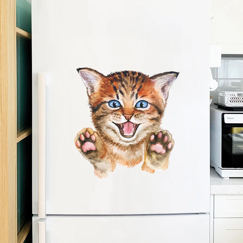 Niedlicher Katzen-Wandaufkleber, Wohnzimmer-Schrank-Dekoration, Tapete, Badezimmer-Toiletten-Wandbild für Heimdekoration, Kätzchen-Glasfenster-Aufkleber