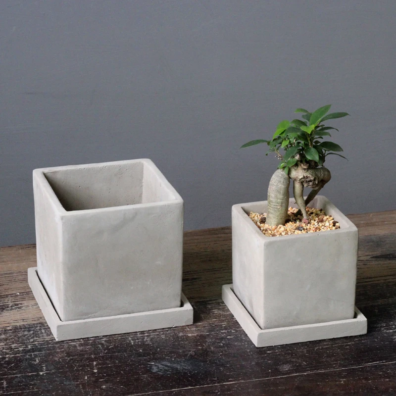 DIY Succulent Plants Round Concrete Pot Silicone Mold Square Cement Planter Molds Big Rectangle Flowerpot Plaster Resin Mould