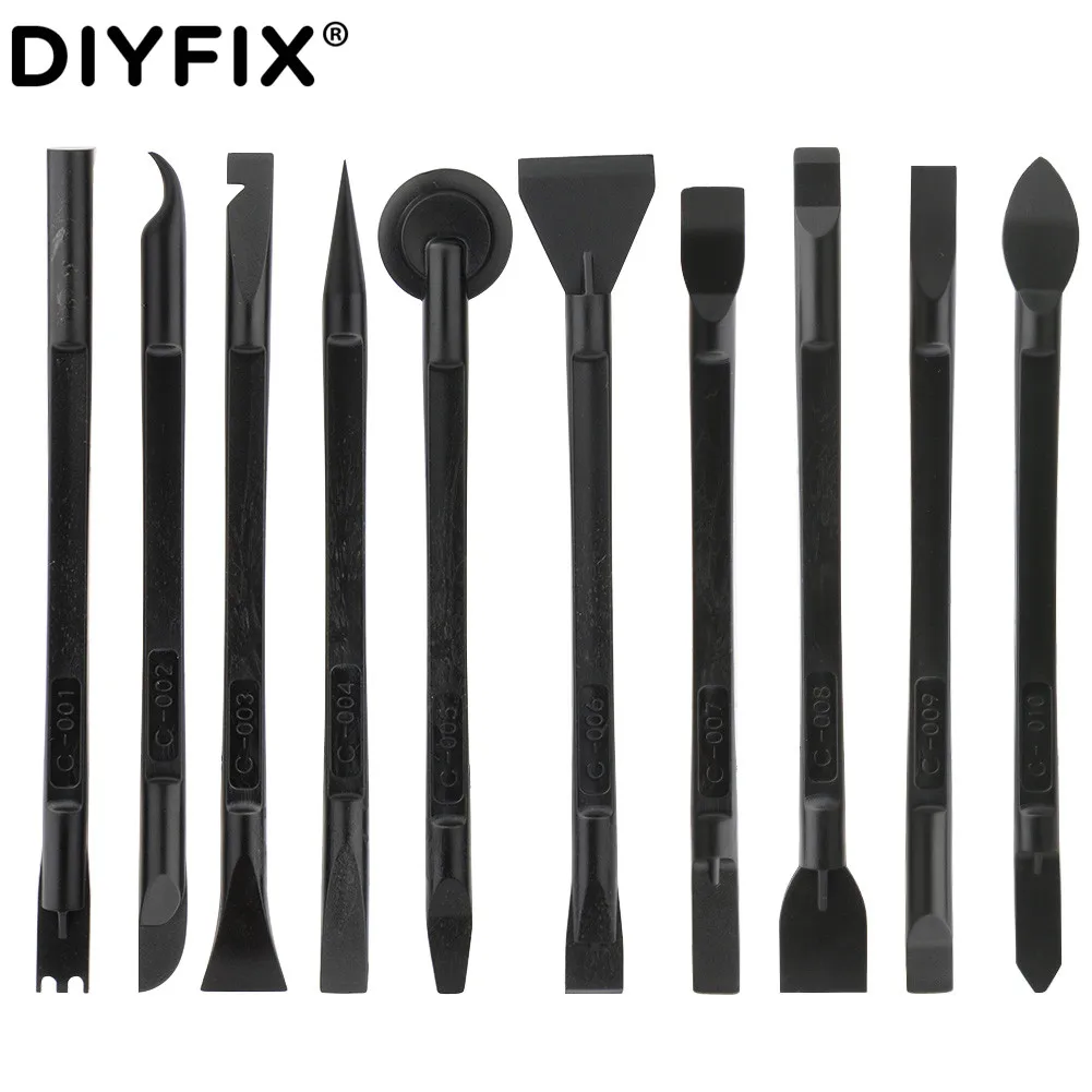 DIYFIX Upgraded Version 10PCS Plastic Crowbar Mobile Phone Repair Tool Kit Disassemble Computer Tablet PC Opening Tools