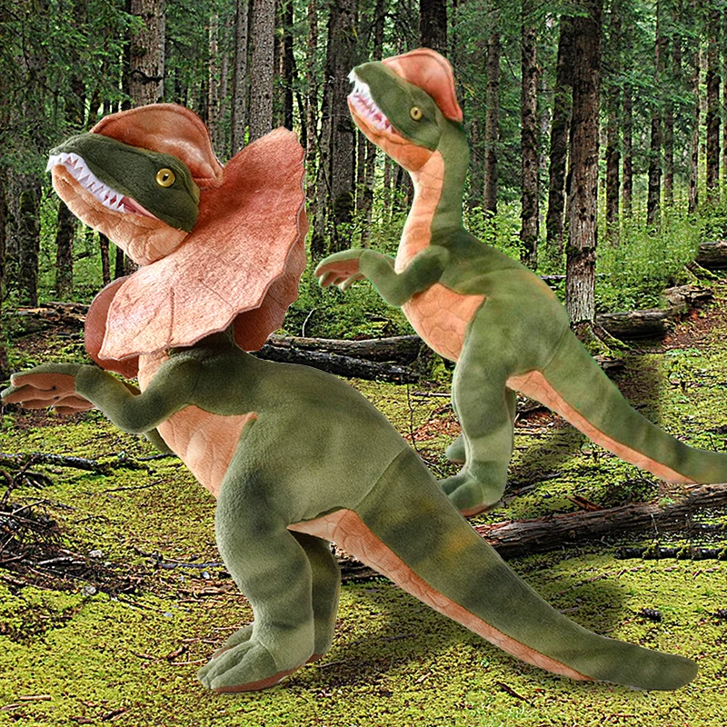 Jurassic Park Dilopho saurus Dinosaurier Plüsch tier Doppel kamm Eidechse Figur Stofftier coole Kinder Geschenk für Kinder Drops hipping – Detail 1