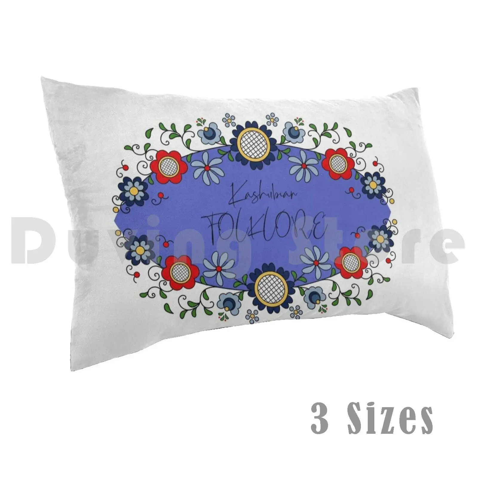 

Kashubian Folklore-Cerulean Blue Pillow Case Printed 50x75 Folk Folklore Kashubian Kashuby Kaszuby Kaszubski