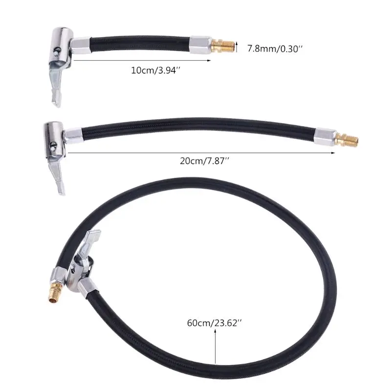 Adaptador de manguera de inflado de coche, conexión de bloqueo de giro, mandril de aire de bloqueo con manguera de aire y válvula de neumático estándar, rosca fina