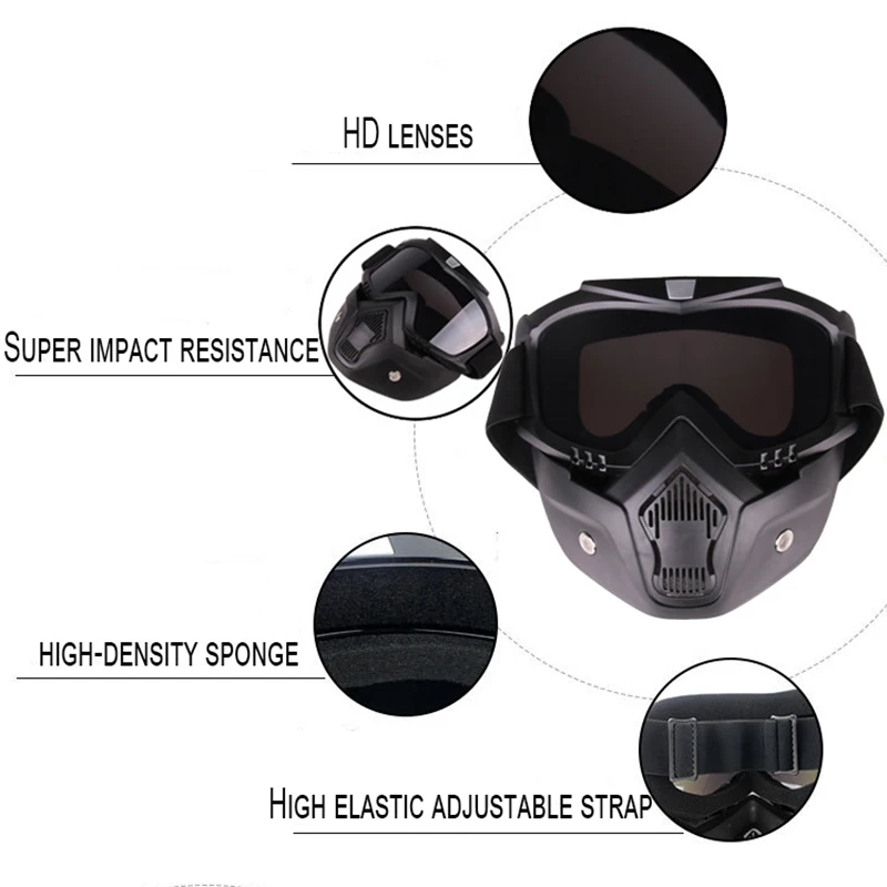 Modular Goggles Mask Tactical Airsoft Field Hunting Detachable Mask Outdoor Off-Road Motorcycle Cycling Anti-fog Goggle Mask