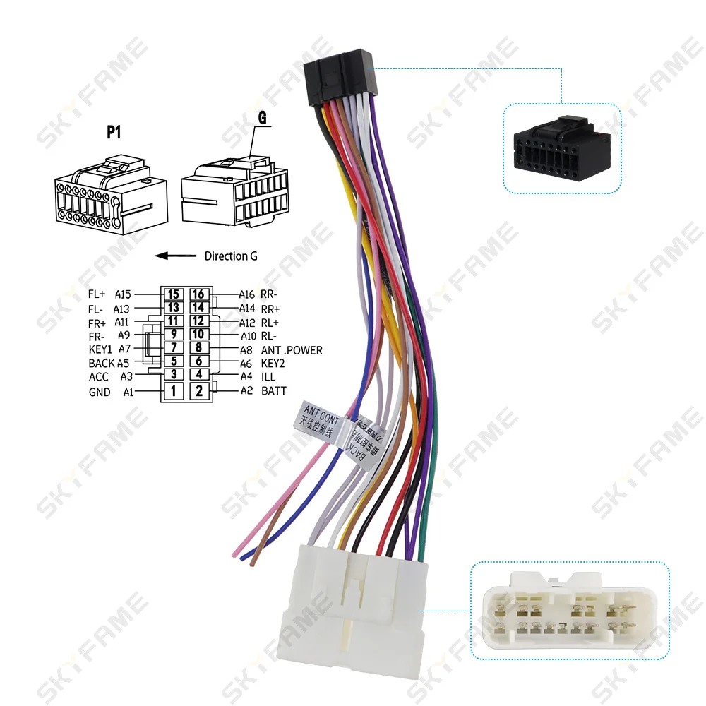 SKYFAME Car 16pin Wiring Harness Adapter Android Radio Power Cable For Isuzu D-MAX S10 Colorado Blazer