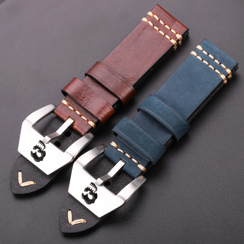 Watchbands With Metal Skull Hollow Buckle 20mm 22mm 24mm Genuine Leather Watch Band Strap 4 Colors Women Men Cowhide Bracelet