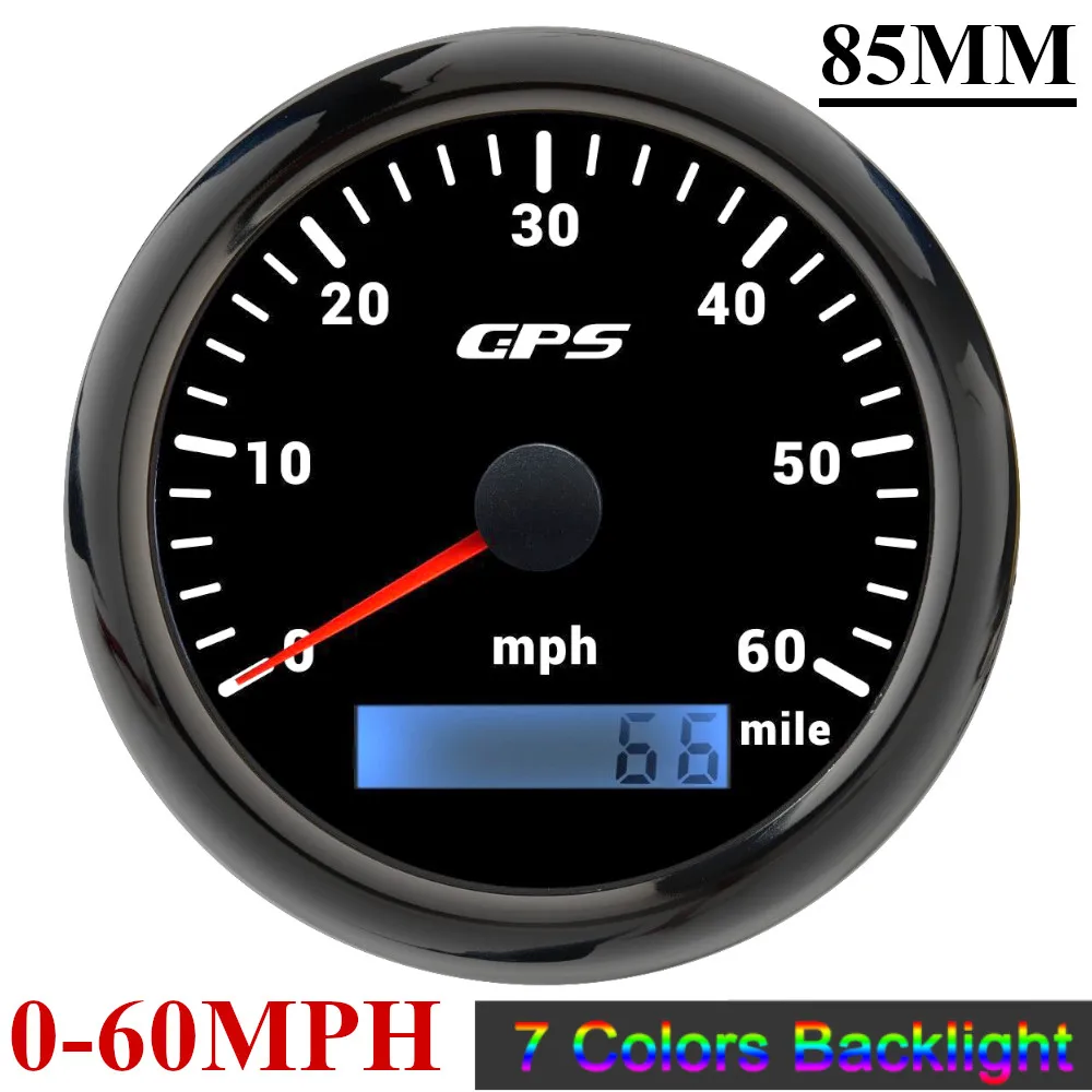 85mm GPS Speedometer Odometer Gauge 0-120MPH 160MPH 120KMH 200kmh with 7Colors Backlight For Car Boat Motorcycle Truck 12V/24V image 3
