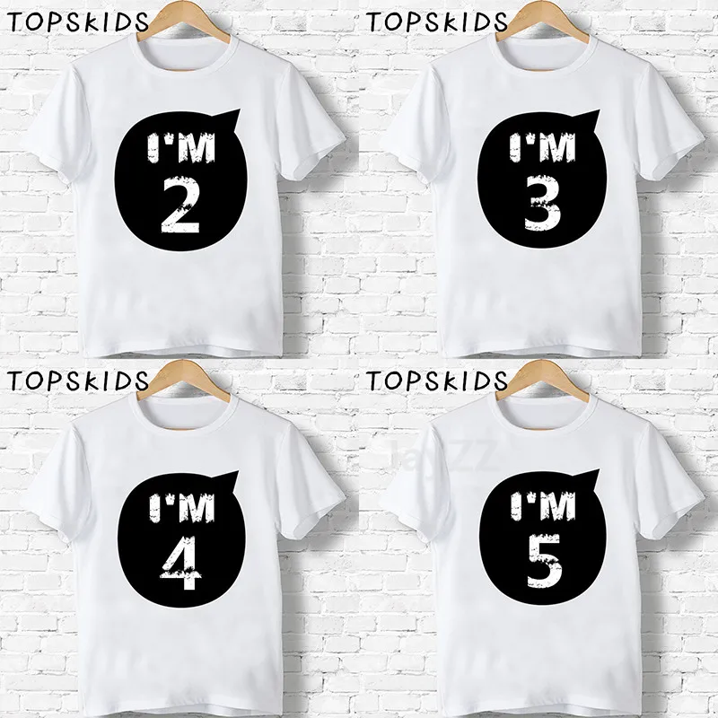 2024 Children Happy Birthday I'M 1 2 3 4 5 6 7 8 9 10 Years Number Print T-shirts Boys & Girls Baby Tops Kids Summer T shirt