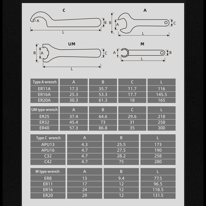 Mandrin à pince de qualité Grt M/UM Type ER, ER11A/ER16A/ER20A/ER25UM/ER32UM/ER40UM, outil de fraisage CNC, outils de tour ER Spblown