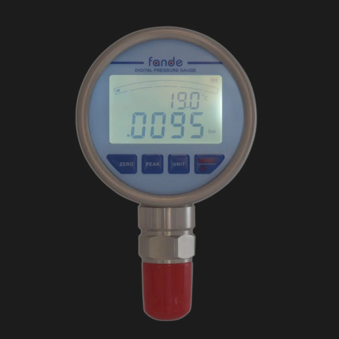 Class 4A Stainless Steel Pressure Gauge Accuracy 0.1%FS Battery Powered Backlight Peak Hold for Oil Fuel Air Water