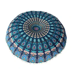 Large 80*80cm Mandala Floor Pillows Bohemian Meditation Cushion Cover Round Pouf Retro Boho Tapestry Cover Cases 1PC