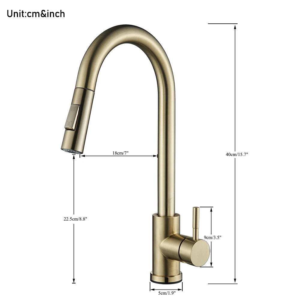 Pull Out Sensor Gold Kitchen Faucet  Sensitive Touch Control Faucet Mixer For Kitchen Touch Sensor Kitchen Mixer Tap