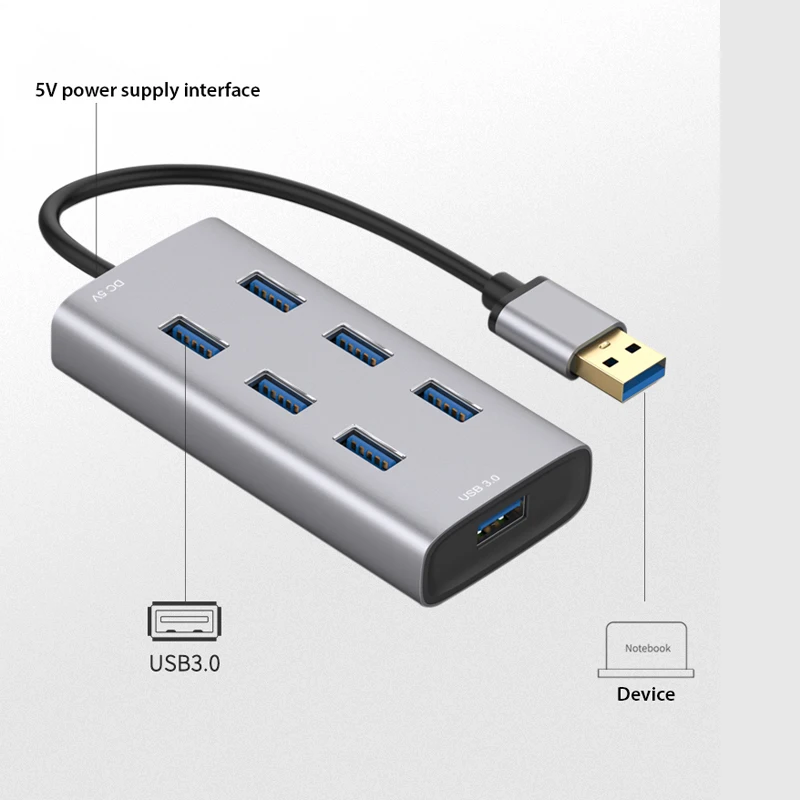 USB 3.0 Hub USB Hub 2.0 USB متعدد المنافذ الفاصل المحور استخدام محول الطاقة 4/7 منفذ متعددة المتوسع 2.0 USB Hub مع التبديل للكمبيوتر