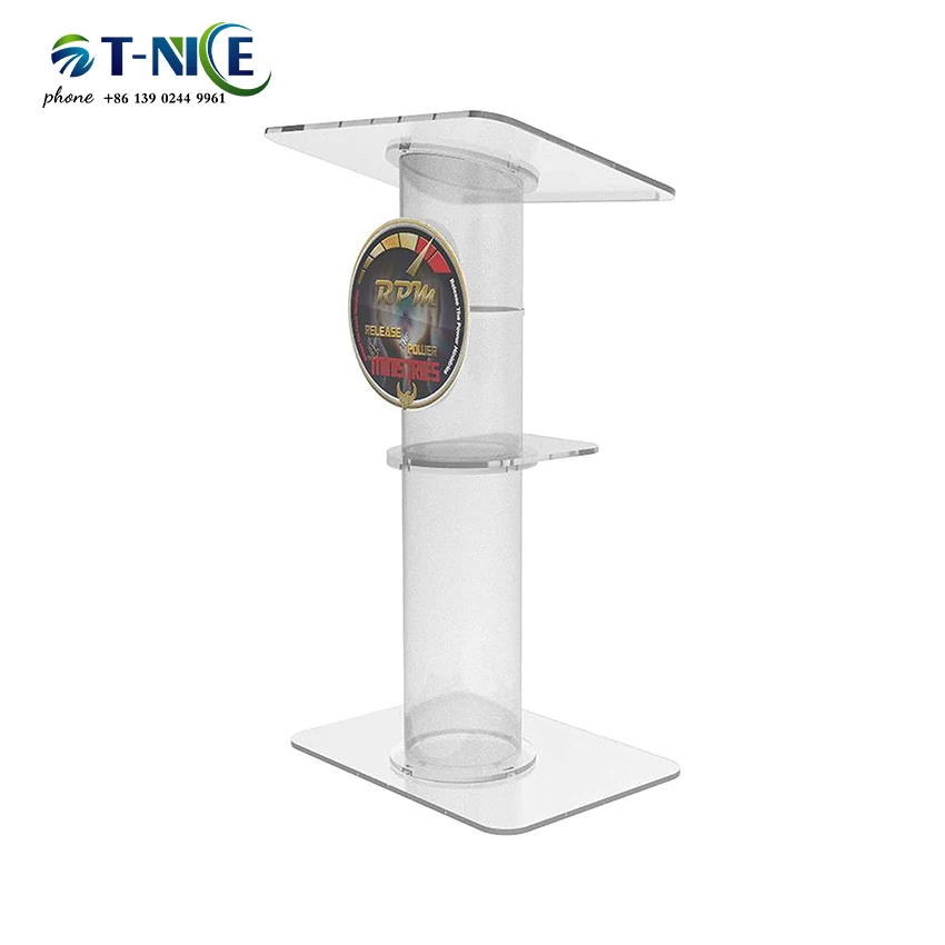 2024 Color Optional Pulpit Reading Podium Design Acrylic Lectern Easy Assembly Dais Commercial Activity Furniture