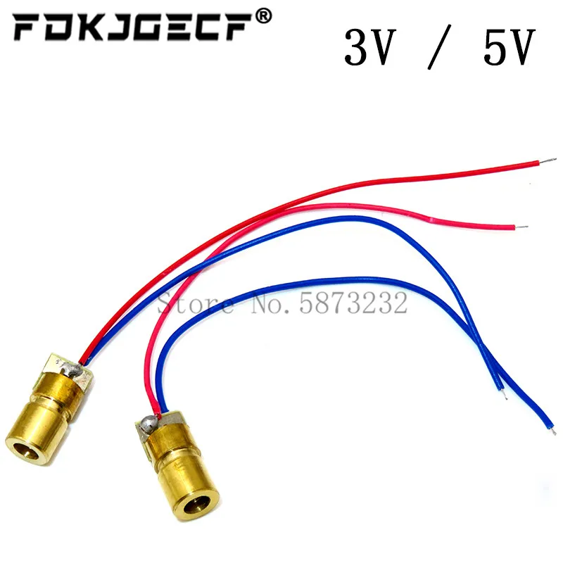 Mini ponteiro laser, cabeça de cobre ajustável do módulo de diodo do laser 3v/5v 650nm 5mw, mini ponteiro laser de visão vermelha com 10 peças