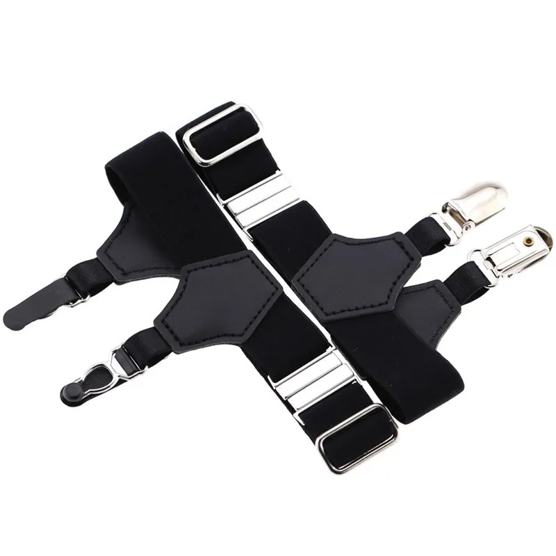 1 par ajustável cinto de liga de couro meias suspensórios de meia elástica garters mulheres homens perna harness meias cintas clipe cintos