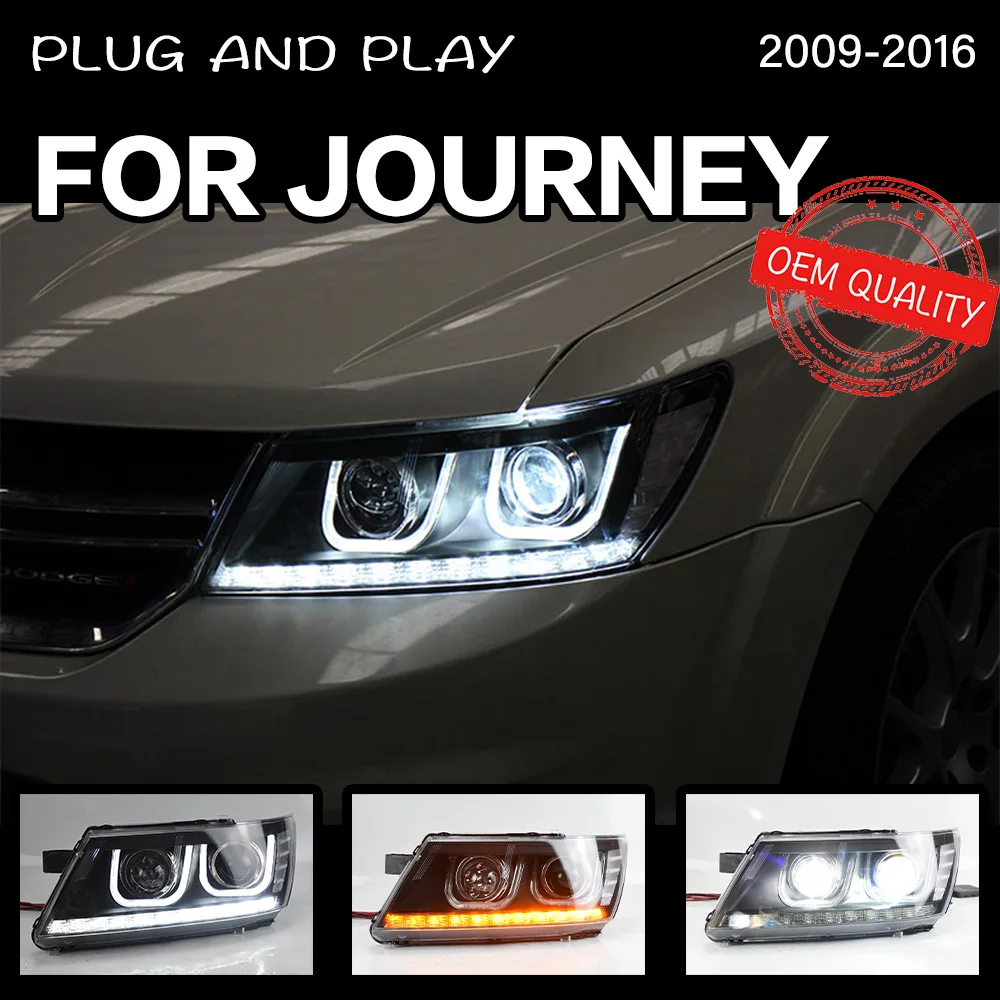 Headlight For Dodge JCUV 2009-2016 LED DRL Hella 5 Xenon Lens Hid H7 Journey Fiat Freemont Car Accessories