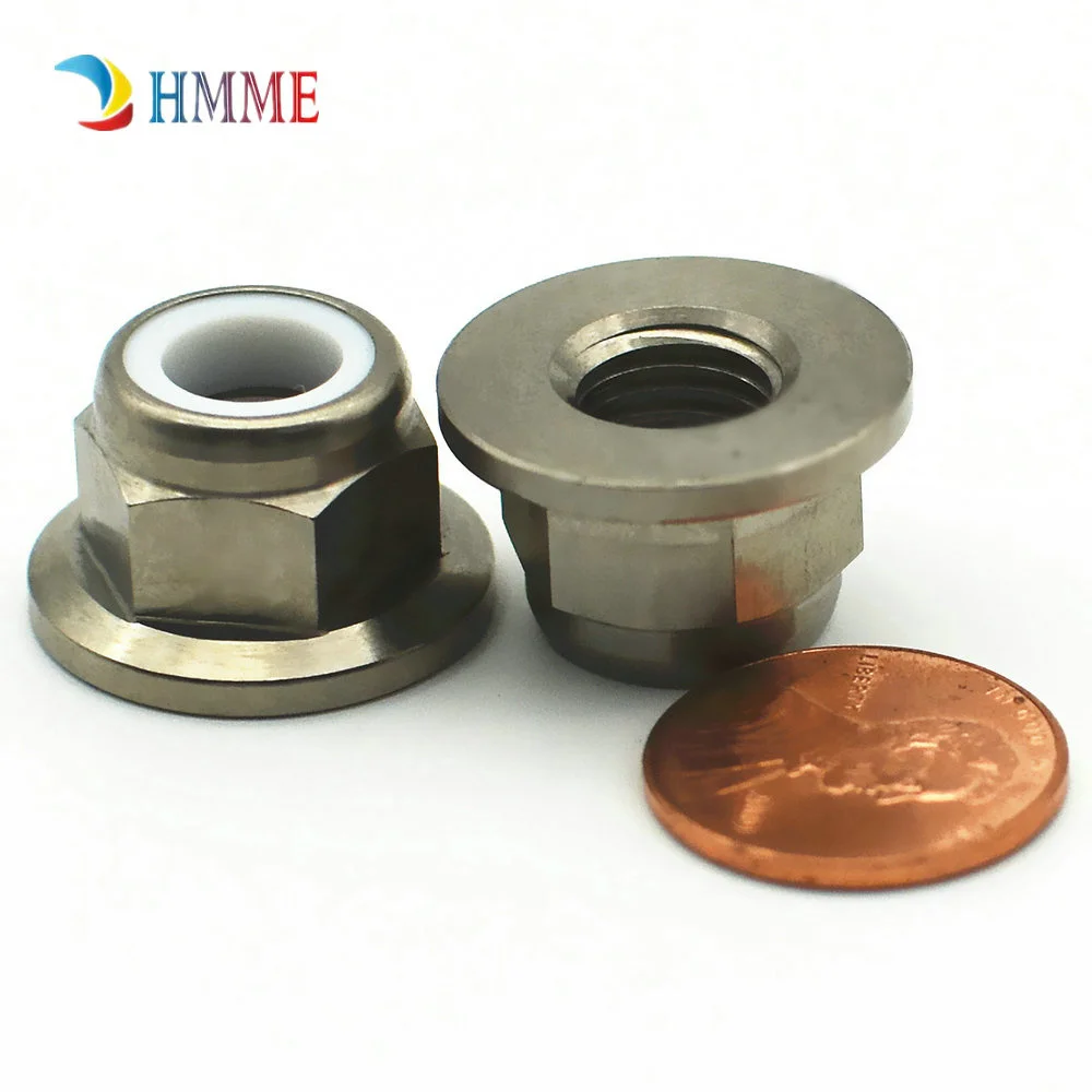 

Titanium Nylon Nut M5 M6 M8 M10 M12 M14 Ti Screw Nut with Plastic Nylon Anti Skid Ti Color Titanium Screw Nuts Ti Fastener