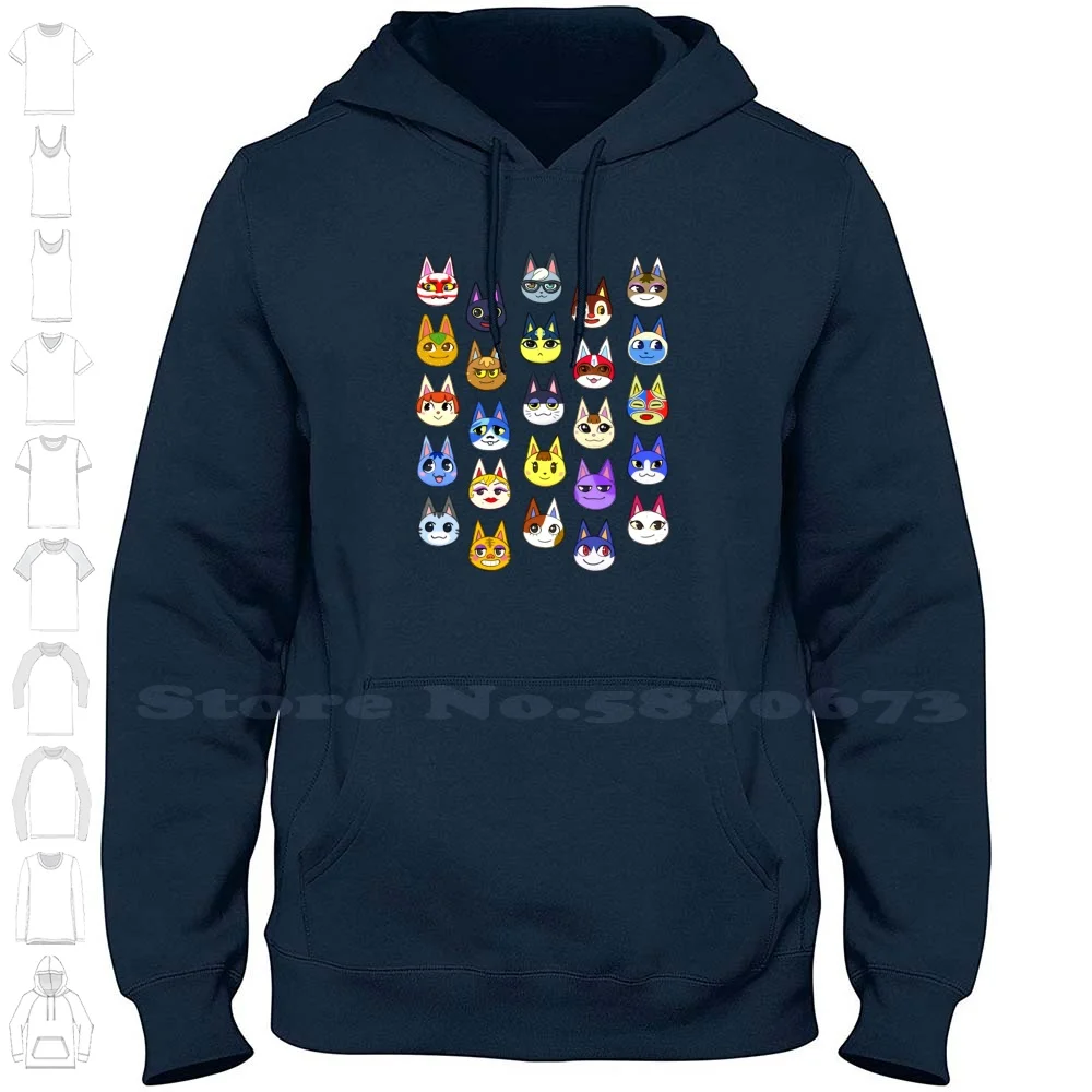 Animal Cats 100% Cotton Hoodie T-Shirt Animal New Horizons Acnh Animal New Leaf Acnl Animal Cats Animal Kabuki Animal Tangy