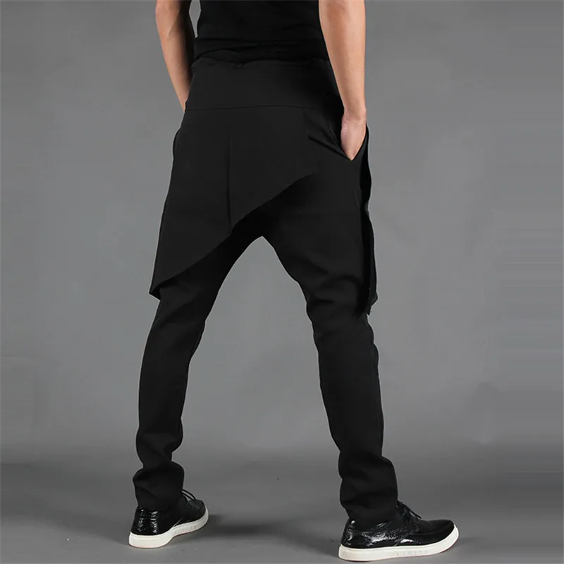 27-44！Big yards men's trousers  Spring/summer personalized asymmetric culottes Baggy bloomers black men's pants