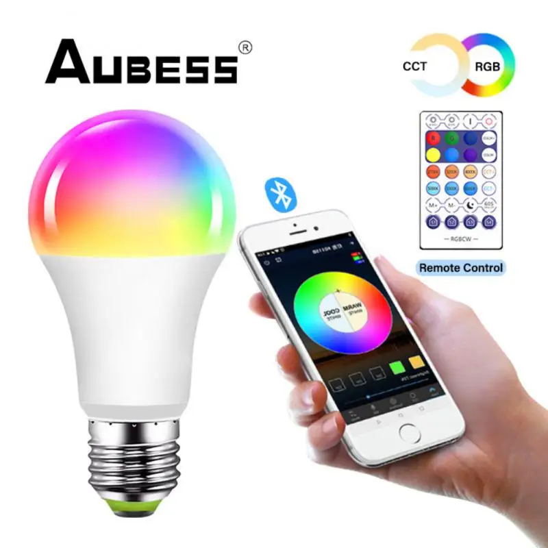 Aubess 10W WiFi Smart Light Bulb E27 RGB+White LED Lamp Dimmable Magic Bulb Lighting With Voice Control For Google Home Alexa