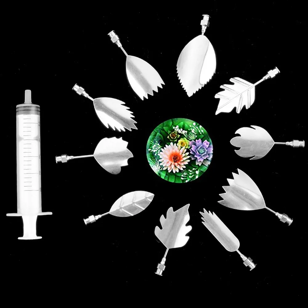 10Pc 3D Gelatin Jelly Art Pudding Flower Cake Decoration Mold Moulds Needle Tools Baking Pastry Decor Art Needls With Tube New